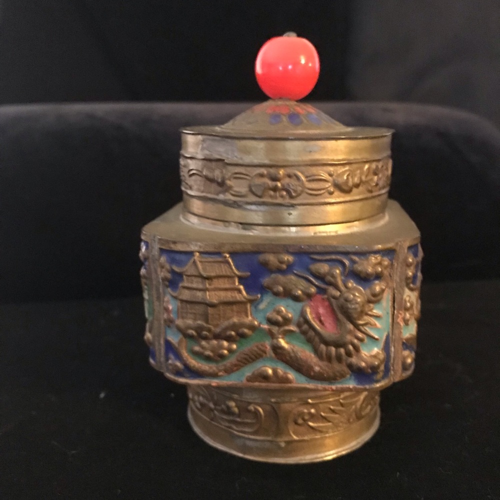 Authentic Painted Brass ❤️ Collectible Box